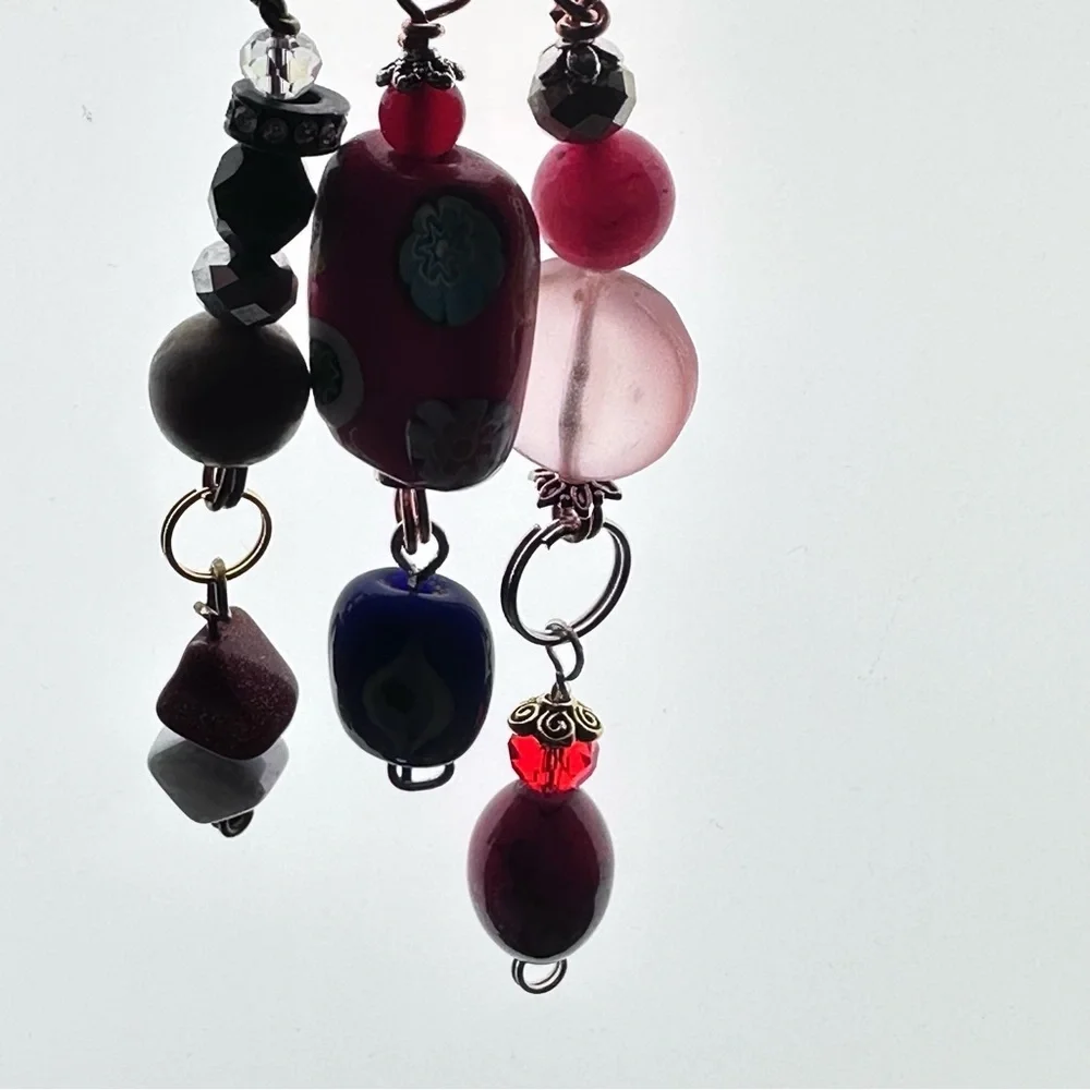 Artisan Glass Bead Brooch | Hand Crafted | Dangle Charm |  Pin Wire-Wrapped OOAK